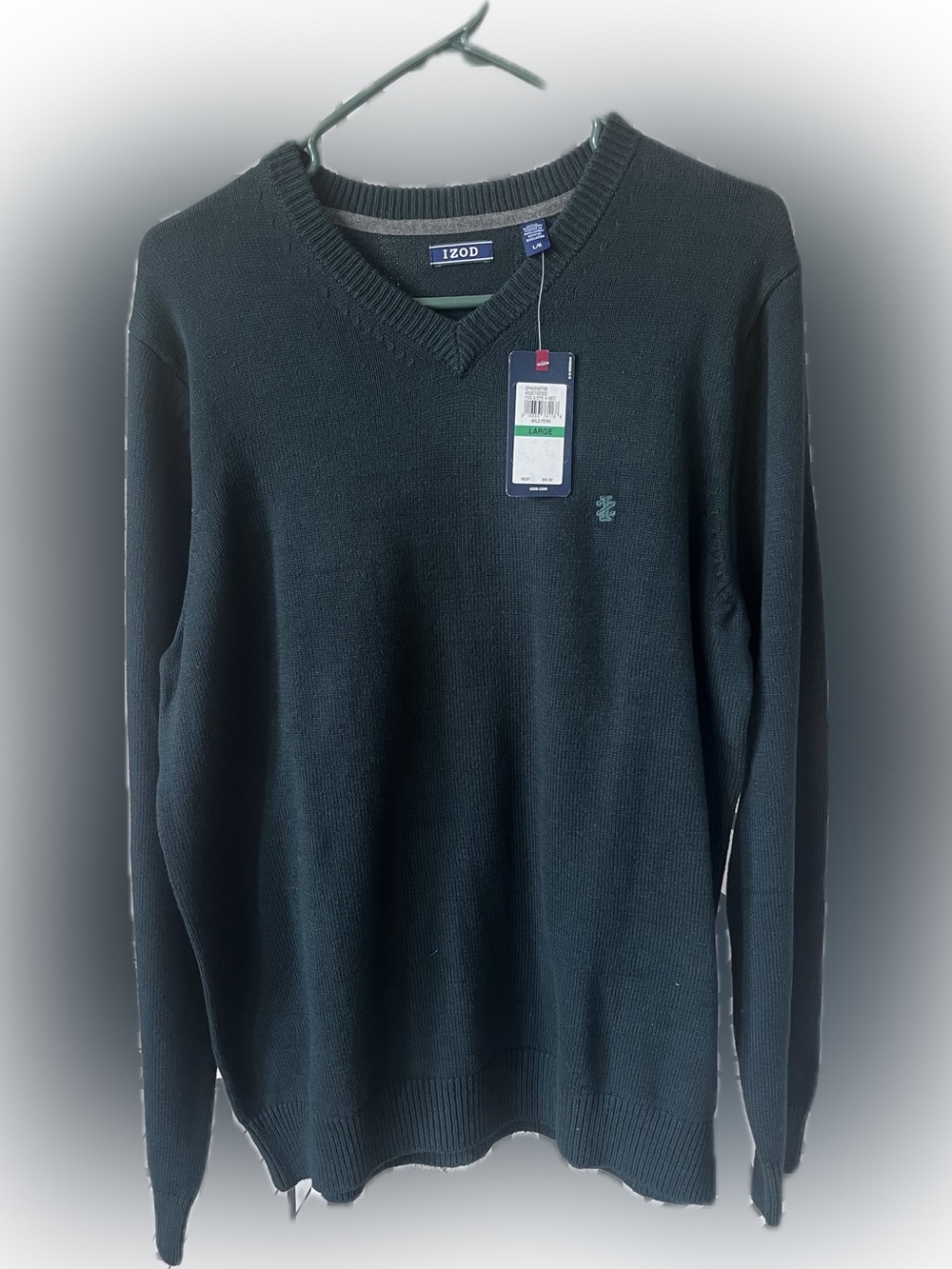 NWT Izod Men's V-Neck Sweater in Deep Green Size Large Preppy Classic